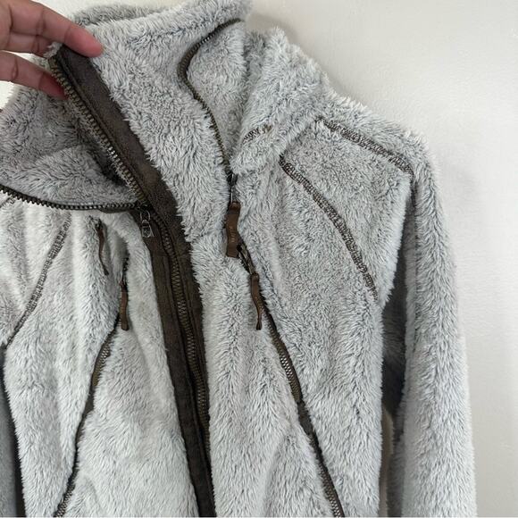 KUHL Fleece Flight Jacket in Stone Womens Medium Full Zip Outdoor Hooded Coat - Picture 7 of 15